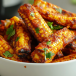 Crispy viral corn ribs seasoned with paprika in bowl